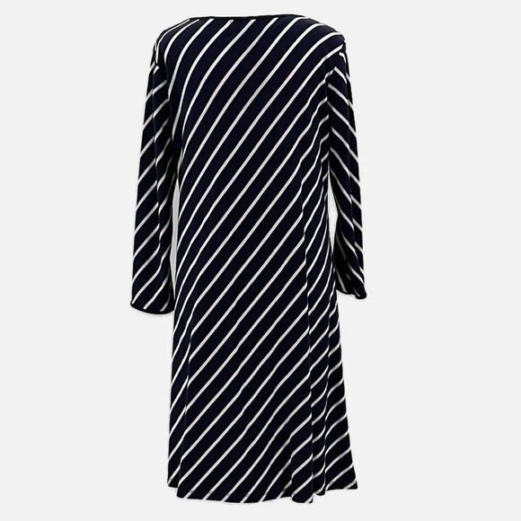 Duffield Lane Diagonal Stripe Knit Shift Dress in Navy & White - Size Large - Picture 3 of 5